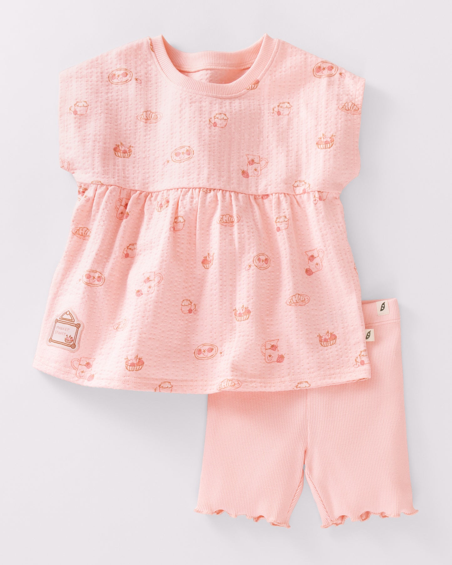 Baby & Toddler 2-Piece Organic Cotton Short Sleeve Peplum Top and Biker Short Set