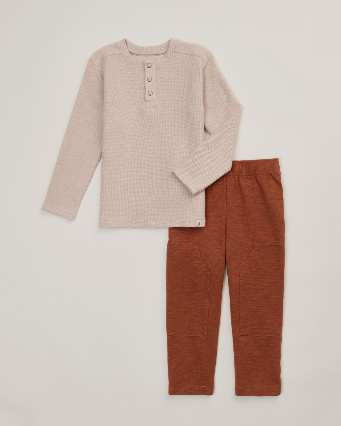 2-Piece Organic Cotton Two-Tone Long Sleeve Top and Jogger Set