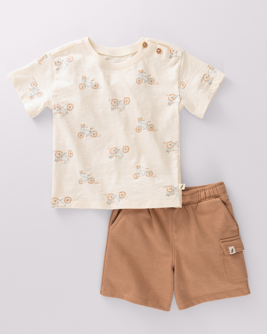 Baby & Toddler 2-Piece Organic Cotton Short Sleeve Top and Cargo Short Set