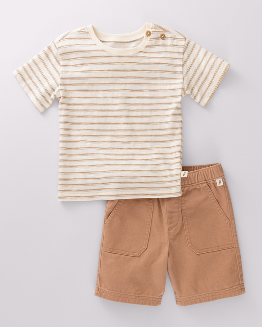 Baby & Toddler 2-Piece Short Sleeve Top and Denim Short Set