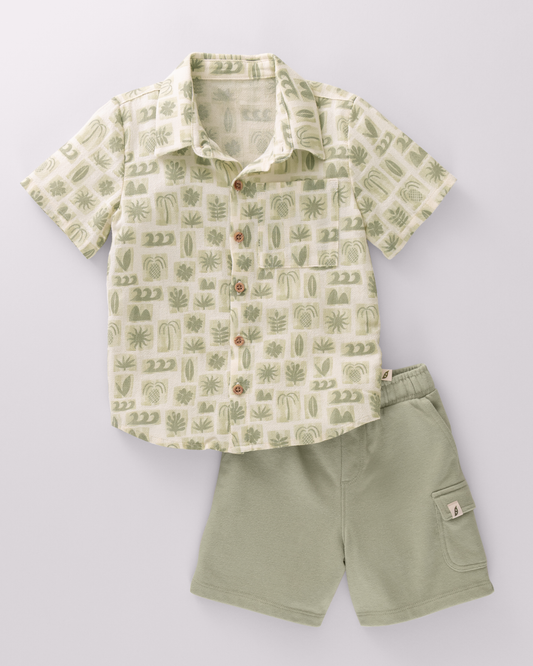 Baby & Toddler 2-Piece Short Sleeve Collared Top and Short Set