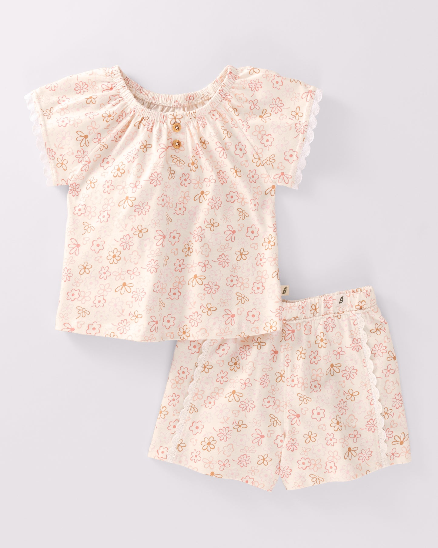 Baby & Toddler 2-Piece Organic Cotton Short Sleeve Henley Top and Short Set