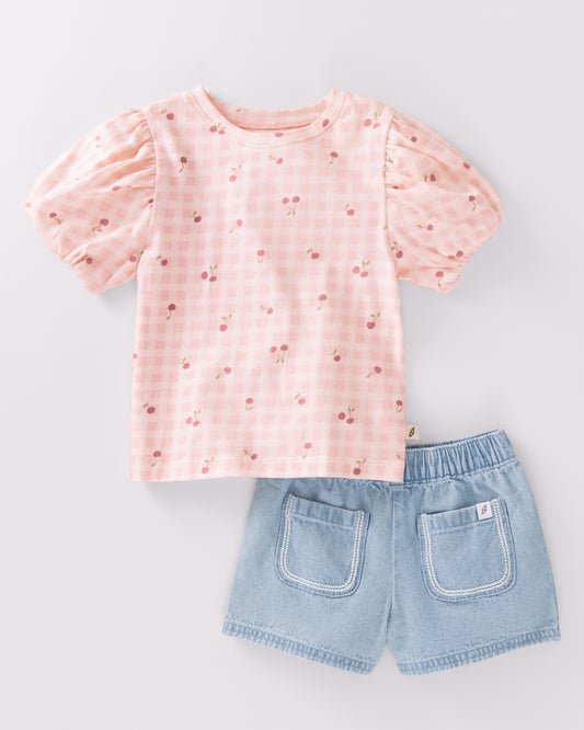 Baby & Toddler 2-Piece Short Puff Sleeve Top and Short Set