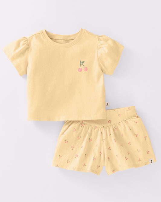 Baby & Toddler 2-Piece Organic Cotton Short Sleeve Top and Crinkle Short Set