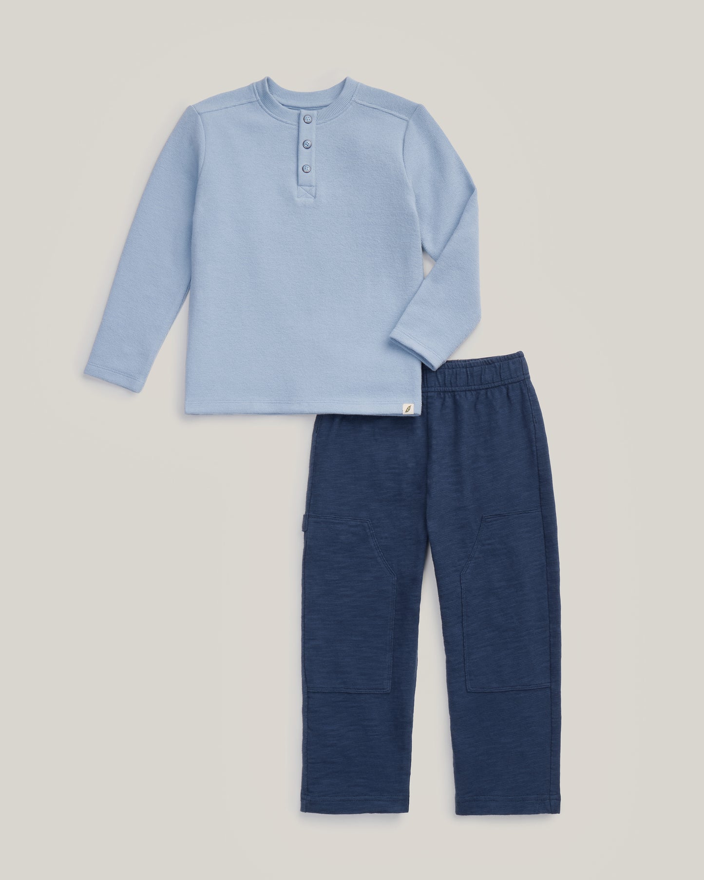 2-Piece Organic Cotton Two-Tone Long Sleeve Top and Jogger Set