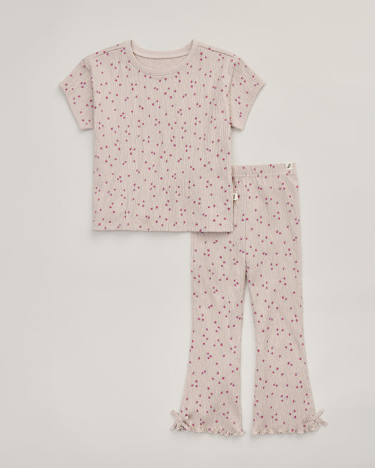 2-Piece Organic Cotton Printed Short Sleeve Top and Pant Set