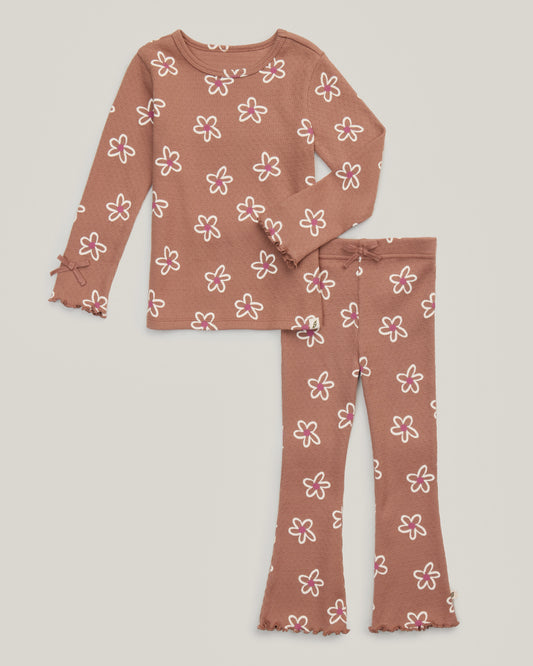 2-Piece Organic Cotton Floral Long Sleeve Top and Pant Set
