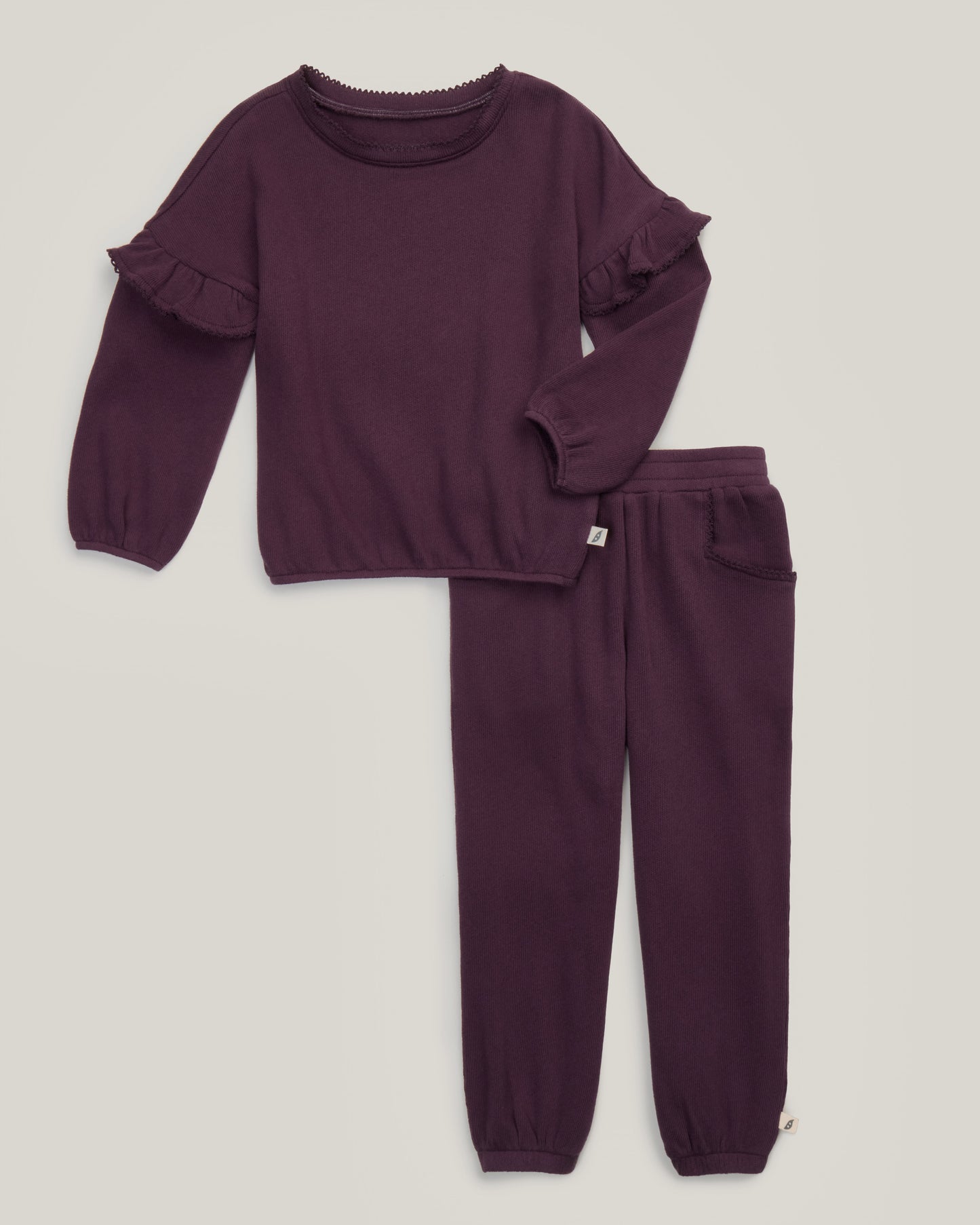 2-Piece Organic Cotton Ruffle Sleeve Hacci Top and Legging Set