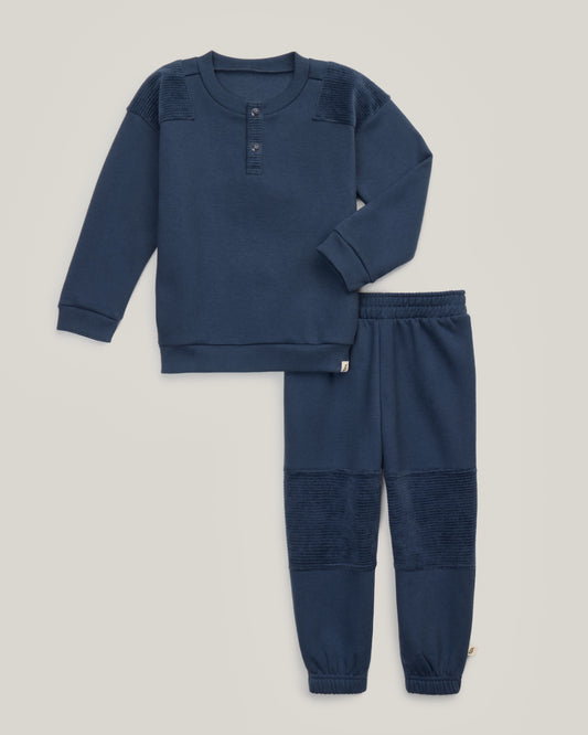 2-Piece Organic Cotton Mix Media Sweatshirt and Jogger Set