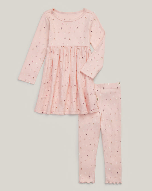 2-Piece Organic Cotton Floral Dress and Legging Set