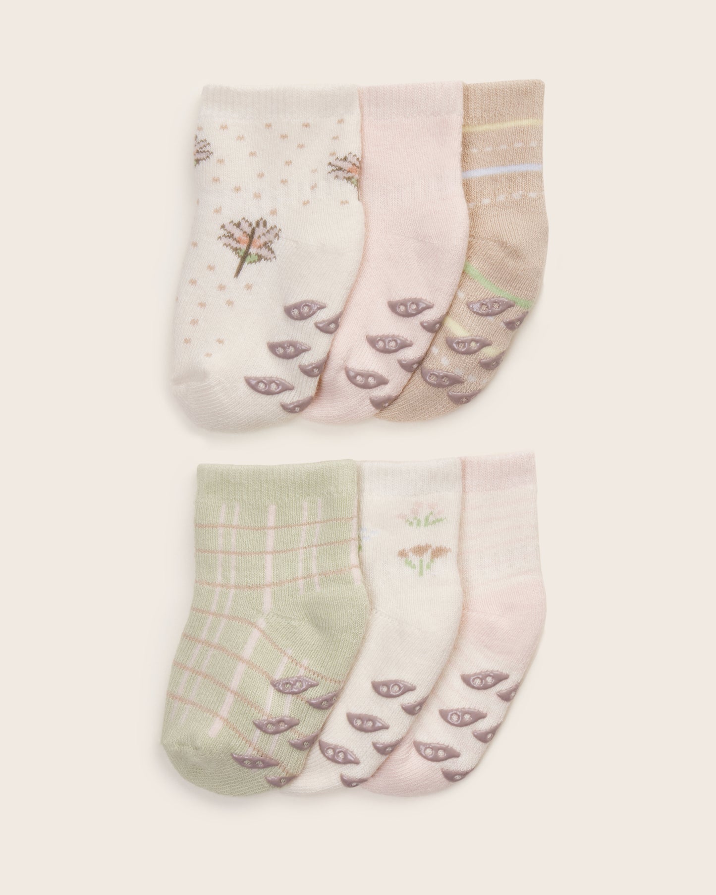 6-Pack Baby Girl Cushion Socks With Grips