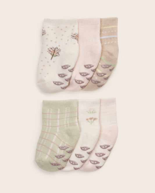 6-Pack Baby Girl Cushion Socks With Grips