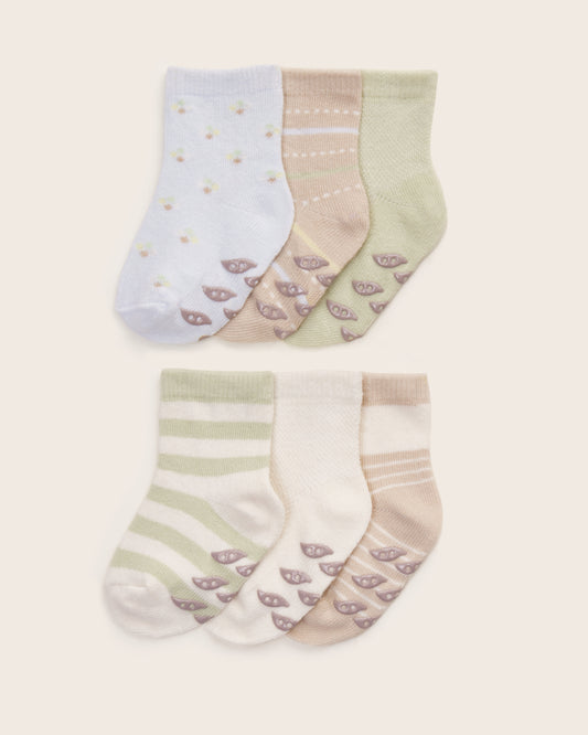 6-Pack Baby Boy Pique Socks With Grips