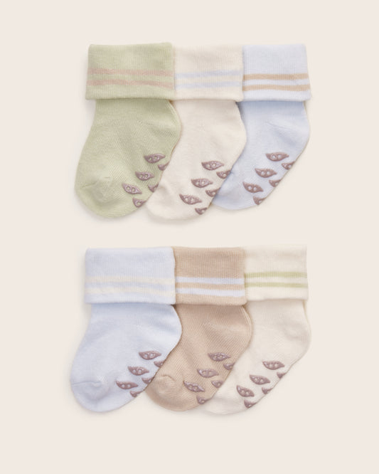 6-Pack Baby Boy Foldover Cuff Socks With Grips