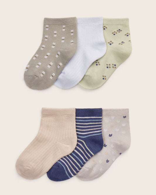 6-Pack Toddler Boy ¼ Rib Cuff Socks