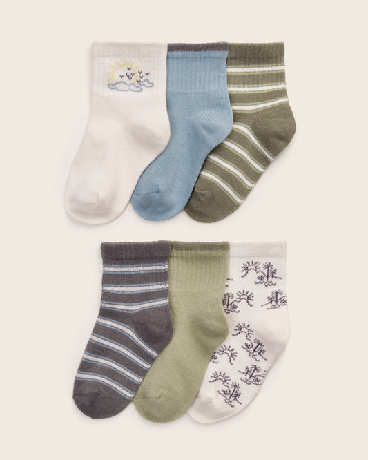 6-Pack Toddler Boy Rib Cuff Socks