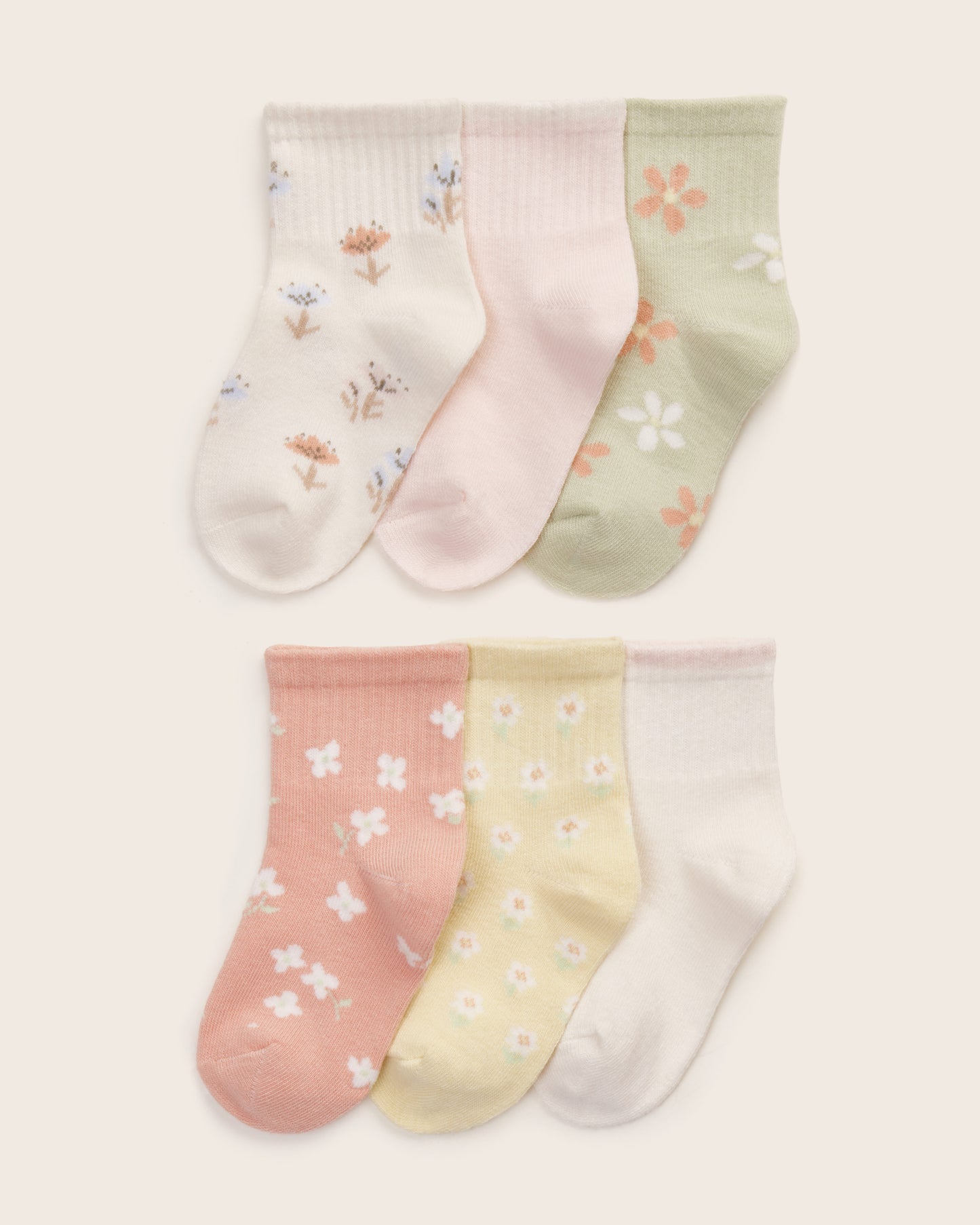 6-Pack Toddler Girl Rib Cuff Socks