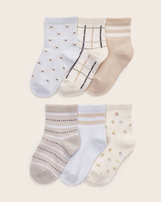 6-Pack Toddler Boy Simple Rib Cuff Socks