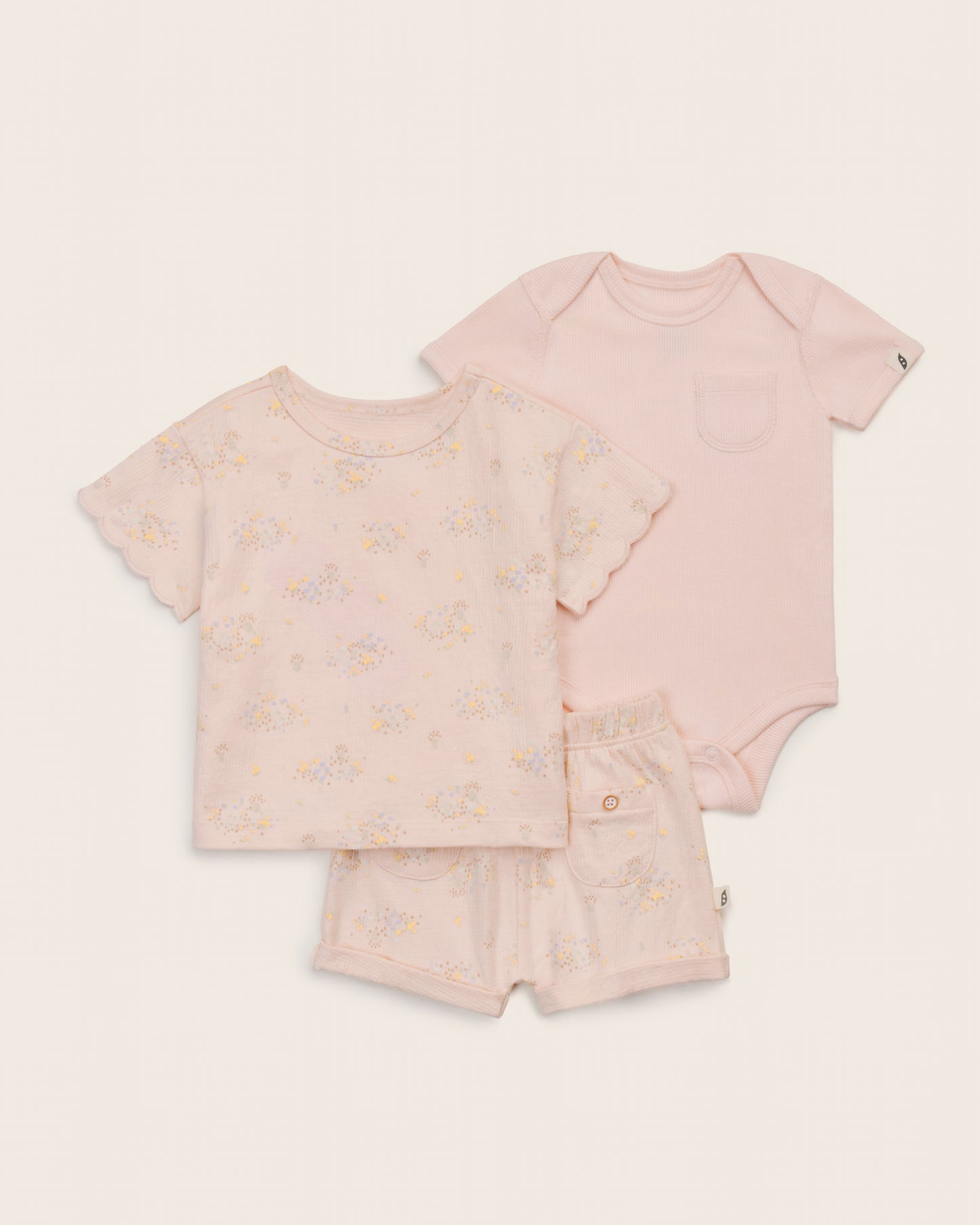 3-Piece Scalloped Sleeve and Bodysuit Set